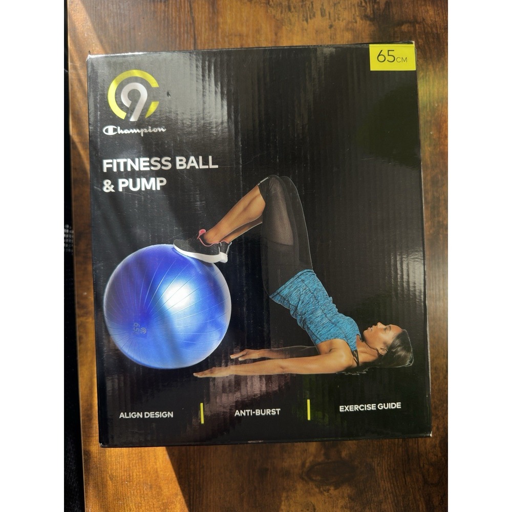 C9 Champion Fitness Ball and Pump 65cm Blue Anti-Burst Exercise Yoga Stability